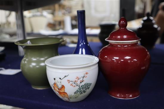 A collection of four Chinese vases, bowls and jars